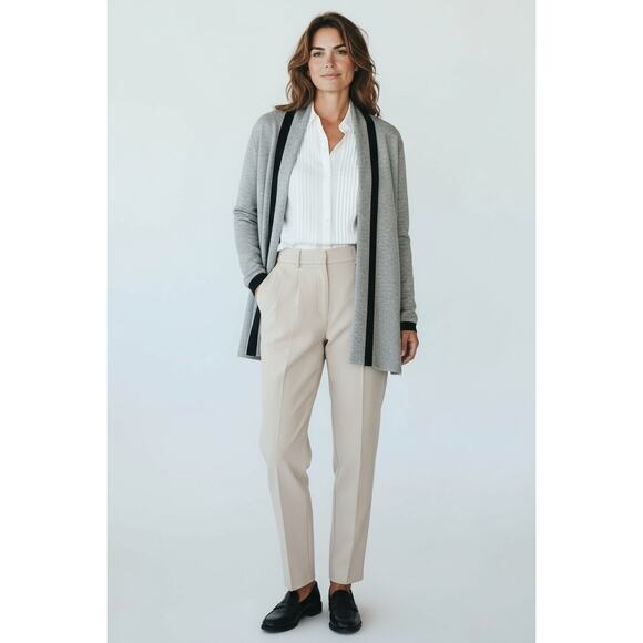 Ann Taylor Women’s Preppy Casual  Long Open Cardigan Gray Black 2XL Business - Picture 2 of 7